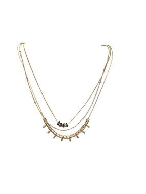 Universal Thread Layered Necklace With Gold & Black Beads